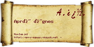 Apró Ágnes névjegykártya